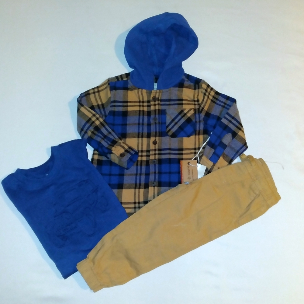 Stitch & Stone Boys Toddler 3pc Casual Hooded Pant Set - 3T